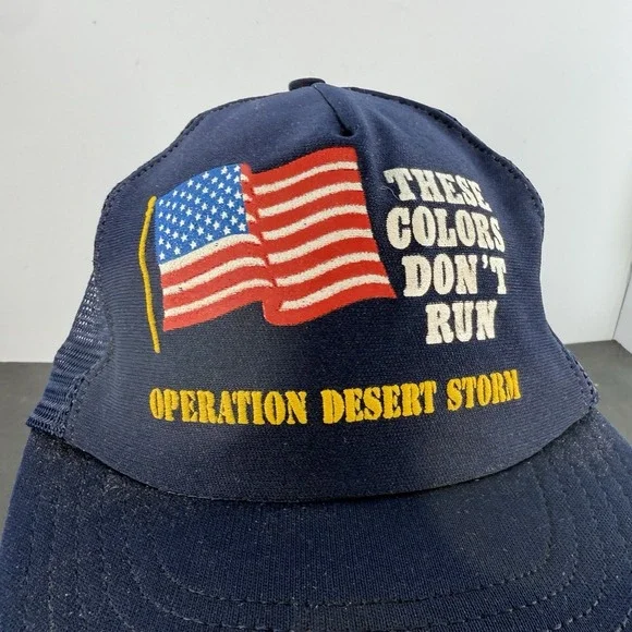 Vintage American Flag These Colors Don't Run Hat SnapBack Cap USA Desert Storm - Picture 3 of 15